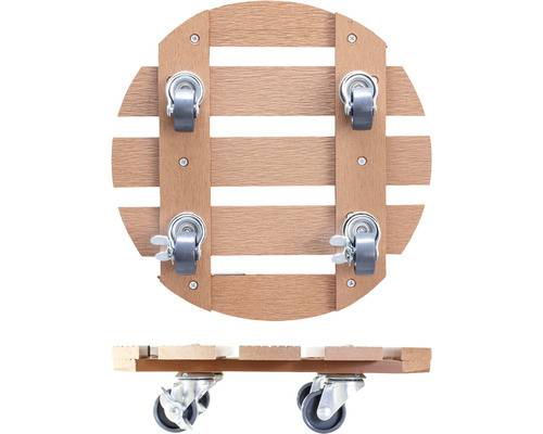 Växtrullbräda av trä med fyra hjul