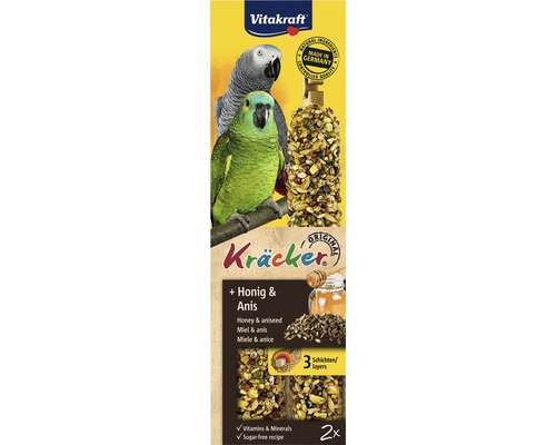 Fågelgodis VITAKRAFT Kräcker honung & anis papegoja 2st Vitakraft Kräcker med honung och anis för papegojor, 2 stycken