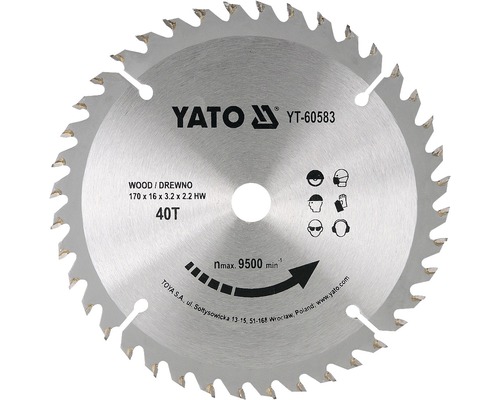 Cirkelsågklinga YATO YT-60583 HM 170x3,2x16mm 40T