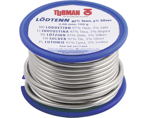 TUBMAN Lödtenn silver 2 mm 100 g 97% tenn 3% silver 2017369