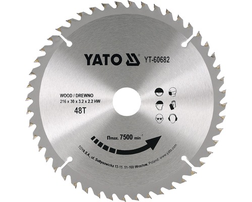 Sågklinga YATO cirkelsåg YT-60682 HM 216x3,2x30mm 48T