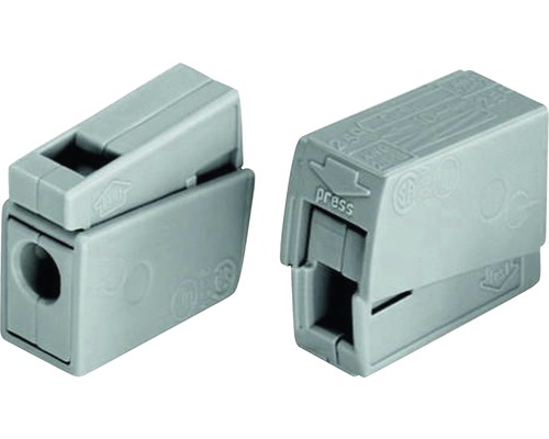 Två grå kabelkontakter för elektriska ledningar