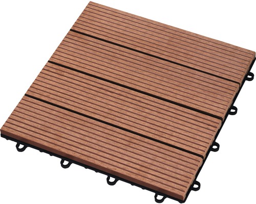 Trädäckplatta av träkomposit med not- och fjäderanslutning