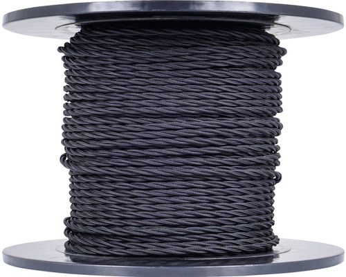 Textilkabel 3x0,75mm² SKK svart tvinnad, metervara
