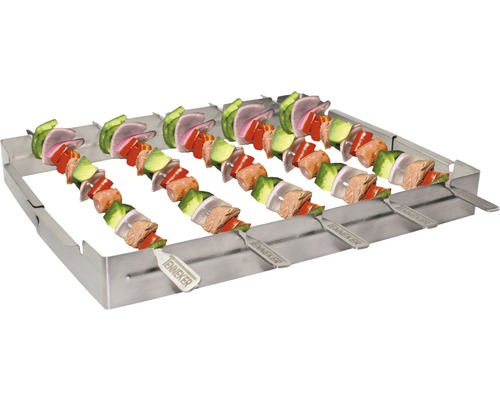 Grillspettställ i rostfritt stål med grönsaks- och köttspett