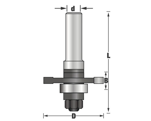 Teknisk ritning av en spårfräs med måttangivelser