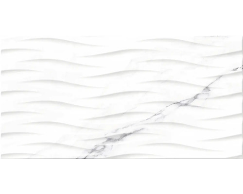Kakel Verona Blanco vit marmoroptik matt 32x62,5 cm vågig Vit väggplatta med vågmönster