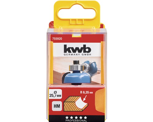 Radiefräs med kullager och 6,35 millimetersradie i förpackning