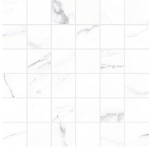 Vit mosaikplatta med marmorlook