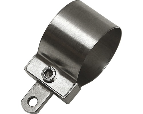 Rörklämma i metall med fästflik