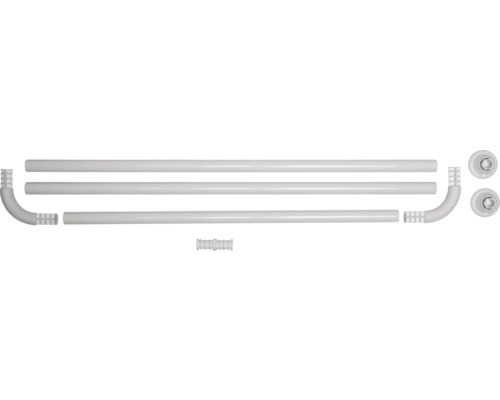 Gardinstångsset med tre stänger, två böjar, två väggfästen och en anslutningsdel