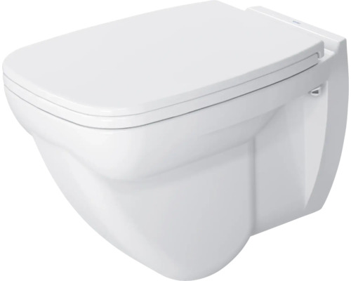 Vägghängd toalett DURAVIT D-Code utan WC-sits vit blank P-lås