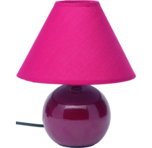 Bordslampa med rosa skärm och klotformad fot