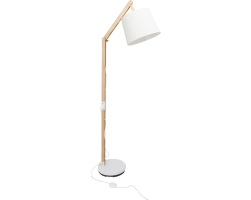 Golvlampa med träram och lampskärm