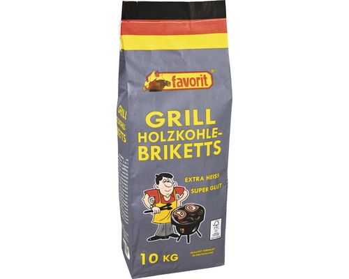 Briketter FAVORIT 10kg Säck grillkolbriketter, 10 kilogram