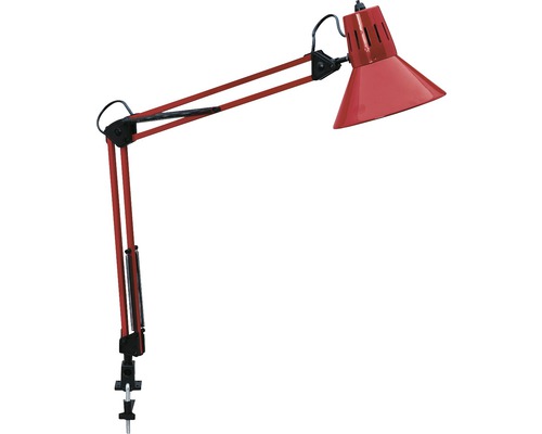 Skrivbordslampa BRILLIANT Hobby 40W E27 700mm klämm röd