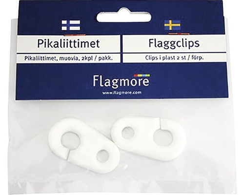 Flaggclips vit plast 2-pack
