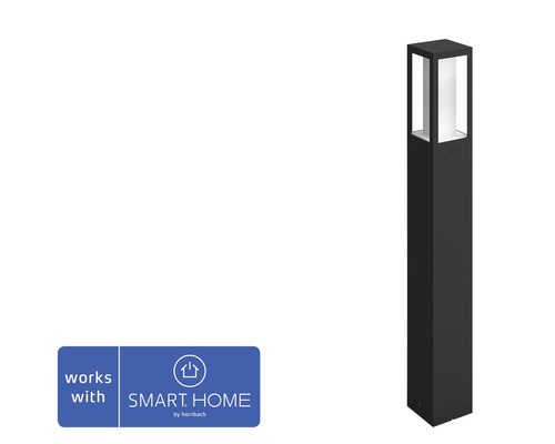 Pollare PHILIPS HUE Impress White & Color Ambiance 8W 1200lm H 770mm svart Svart utomhuslampa med Smart Home-kompatibilitet