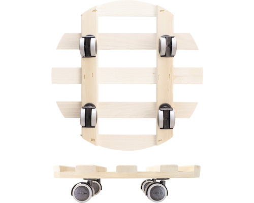 Växtrulle av trä med hjul