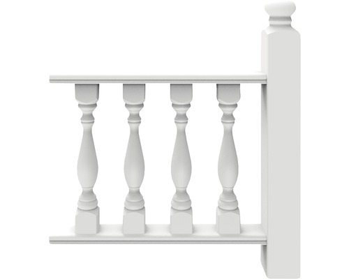 Räcke med stolpe och fyra balustrar