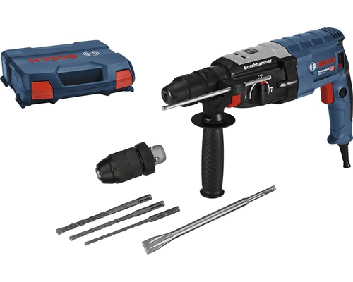 Borrhammare BOSCH GBH 2-28 F SDS plus 800W inkl. flatmejsel, 3x borr och L-BOX Bosch borrhammare med tillbehör och verktygslåda