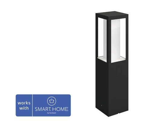 Pollare PHILIPS HUE Impress White & Color Ambiance 8W 1200lm H 400mm svart Svart markbelysning för utomhusbruk med Smart Home-kompatibilitet