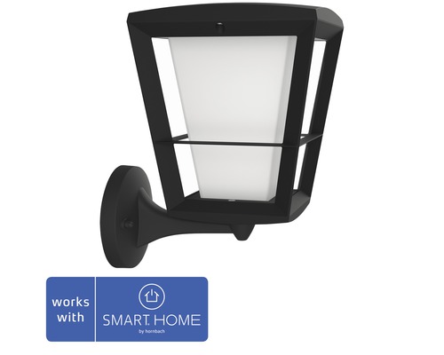Vägglykta PHILIPS HUE Econic White & Color Ambiance 15W 1150lm H 301mm svart Svart yttervägglampa med Smart Home-kompatibilitet