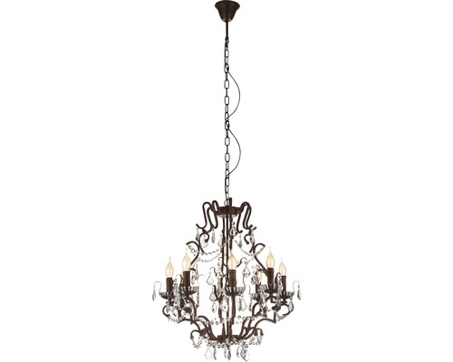 Ljuskrona med kristallhängen och kedjeupphängning