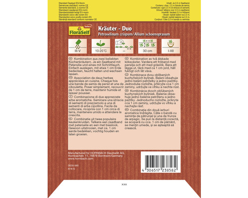 FloraSelf Ört-duo förpackning med persilja och gräslök fröband
