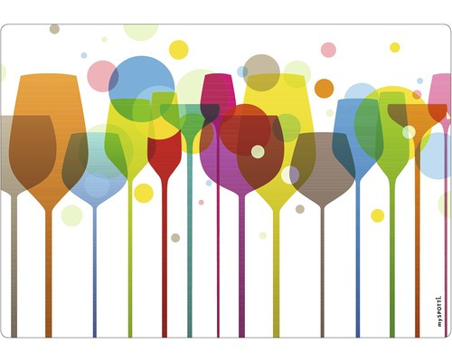 Stänkpanel för kök MYSPOTTI Pop Party glas 590x410 mm Dekorativ bordsduk med motiv av färgade vinglas