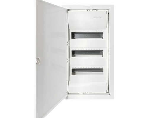 Normcentral HAGER Volta VH36NC infälld 3 rad 36 moduler HxBxD 630x348x94,5mm vit Öppen säkringsdosa för inomhusbruk