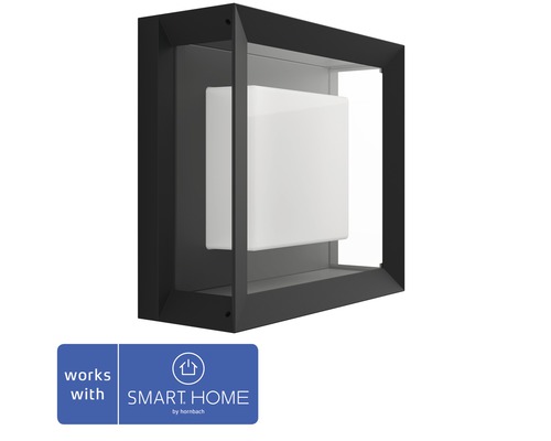 Vägglykta PHILIPS HUE Econic White & Color Ambiance 15W 1150lm 115x260mm svart Modern utomhuslampa med Smart Home-funktion