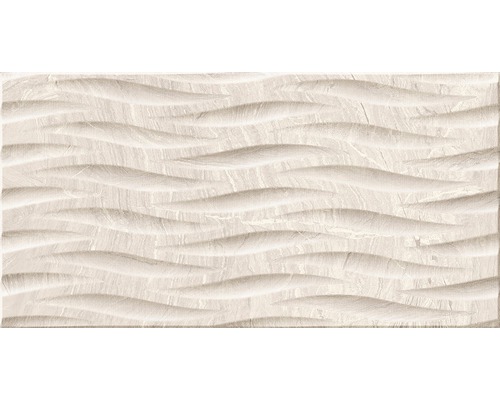 Kakel dekor Varana Almond beige matt 32x62,5 cm Dekorativ väggplatta med vågstruktur