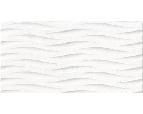 Kakel dekor Varana Blanco vit 32x62,5 cm standardkant Vit 3D väggplatta med vågmönster