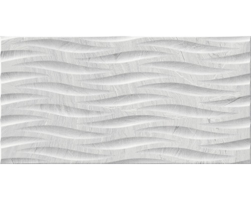 Kakel keramik Varana grå matt 32x62,5 cm standardkant 11986 Dekorativ platta med vågformad struktur