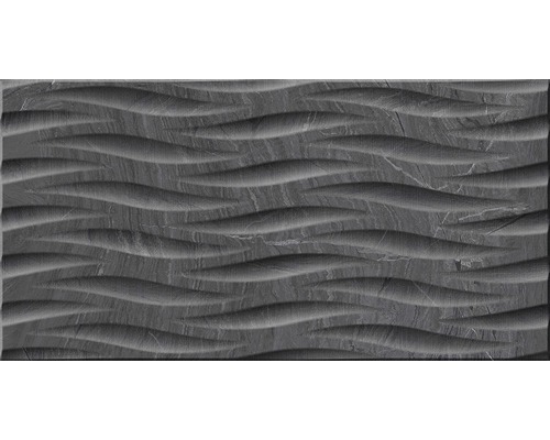 Kakel dekor Varana Marengo antracit matt 32x62,5 cm Dekorativ platta med vågmönster för väggdekoration