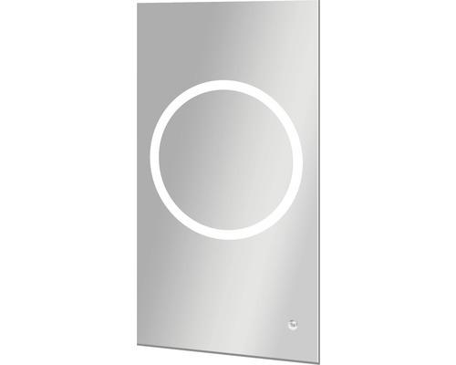 Rektangulär spegel med integrerad rund belysning