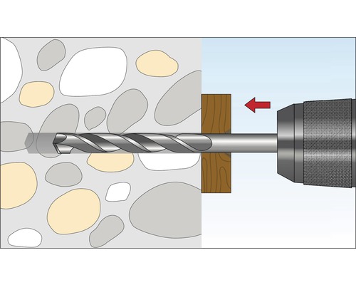 Illustration av en borrmaskin som borrar i en vägg