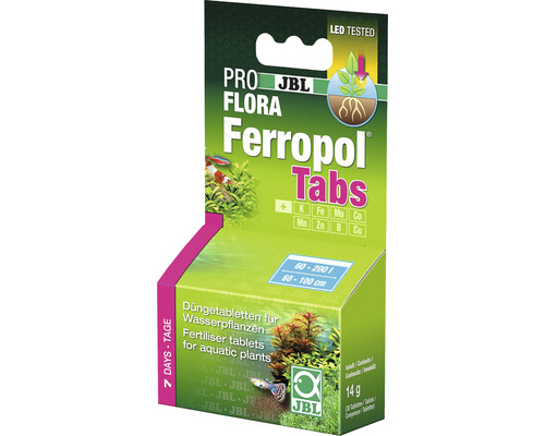 JBL ProFlora Ferropol Tabs gödningstabletter för vattenväxter, lämpliga för akvarier från 60 till 200 liter