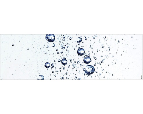 Stänkskydd till badrum MYSPOTTI Aqua vit blå 1400 x 450 mm Bild av luftbubblor i vatten