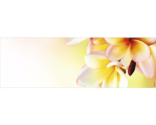 Stänkskydd till badrum MYSPOTTI Aqua gul 1400 x 450 mm Dekorativ väggpanel med blommönster