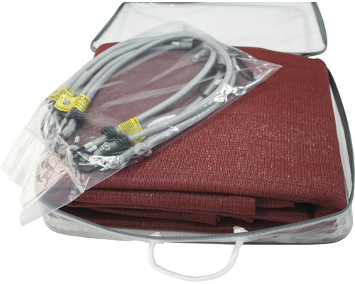 Solsegel med spännlinor i transparent väska