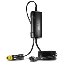 Kärcher-logotyp med batteriladdare och kabel