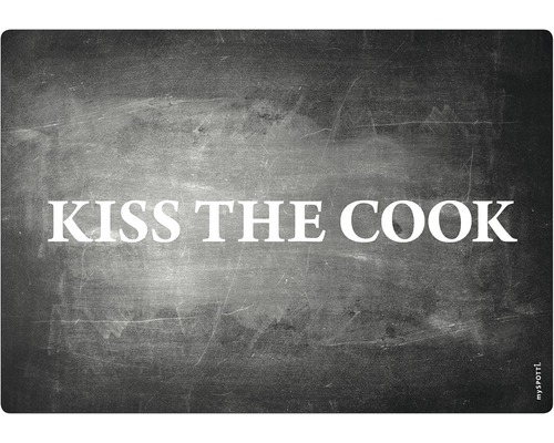 Stänkpanel för kök MYSPOTTI Pop Kiss the cook text 590x410 mm Dörrmatta med texten Kiss the Cook