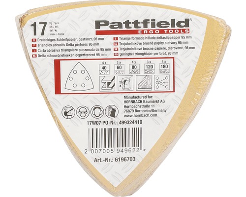 Pattfield Triangelformade hålade deltaslippapper 95 mm, 17 stycken