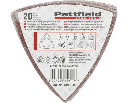 Pattfield trekantformat slipapper, 95 mm, 20 stycken
