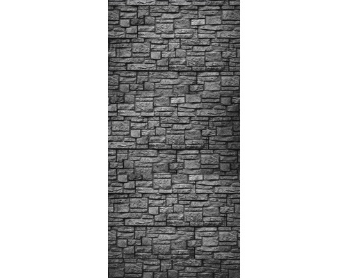 Grå stenmur med rektangulära stenar