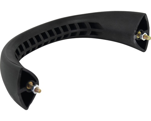 Svart plasthandtag med fästskruvar