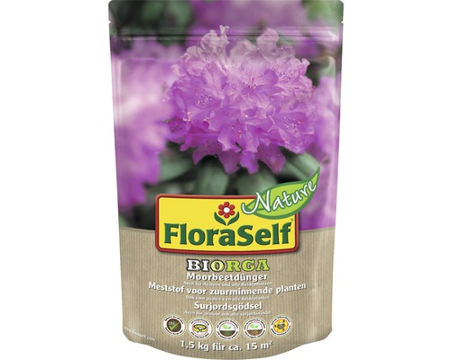 Rhododendrongödsel FLORASELF Nature Biorga 1,5kg FloraSelf surjordsgödsel, 1,5 kilograms förpackning