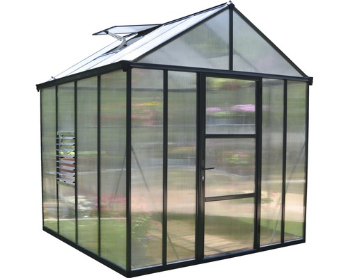 Växthus med takfönster och ventilationslucka